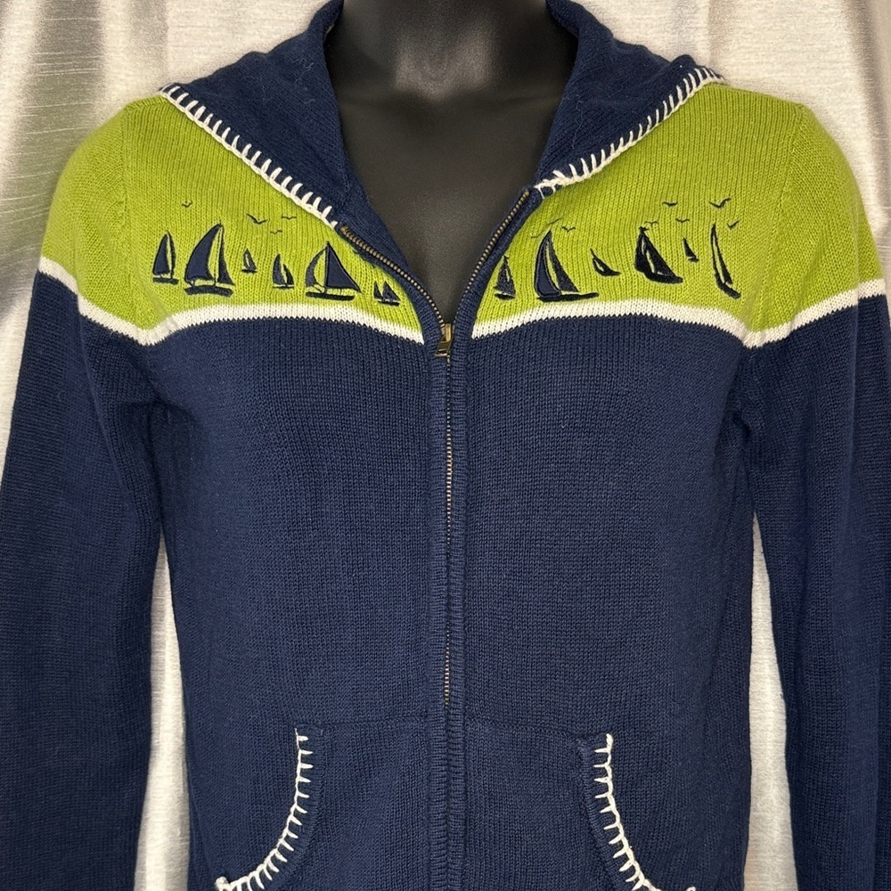 Breckenridge Full Sip Sweater Cardigan Jacket Stockinette Blanket Stitch Sz S